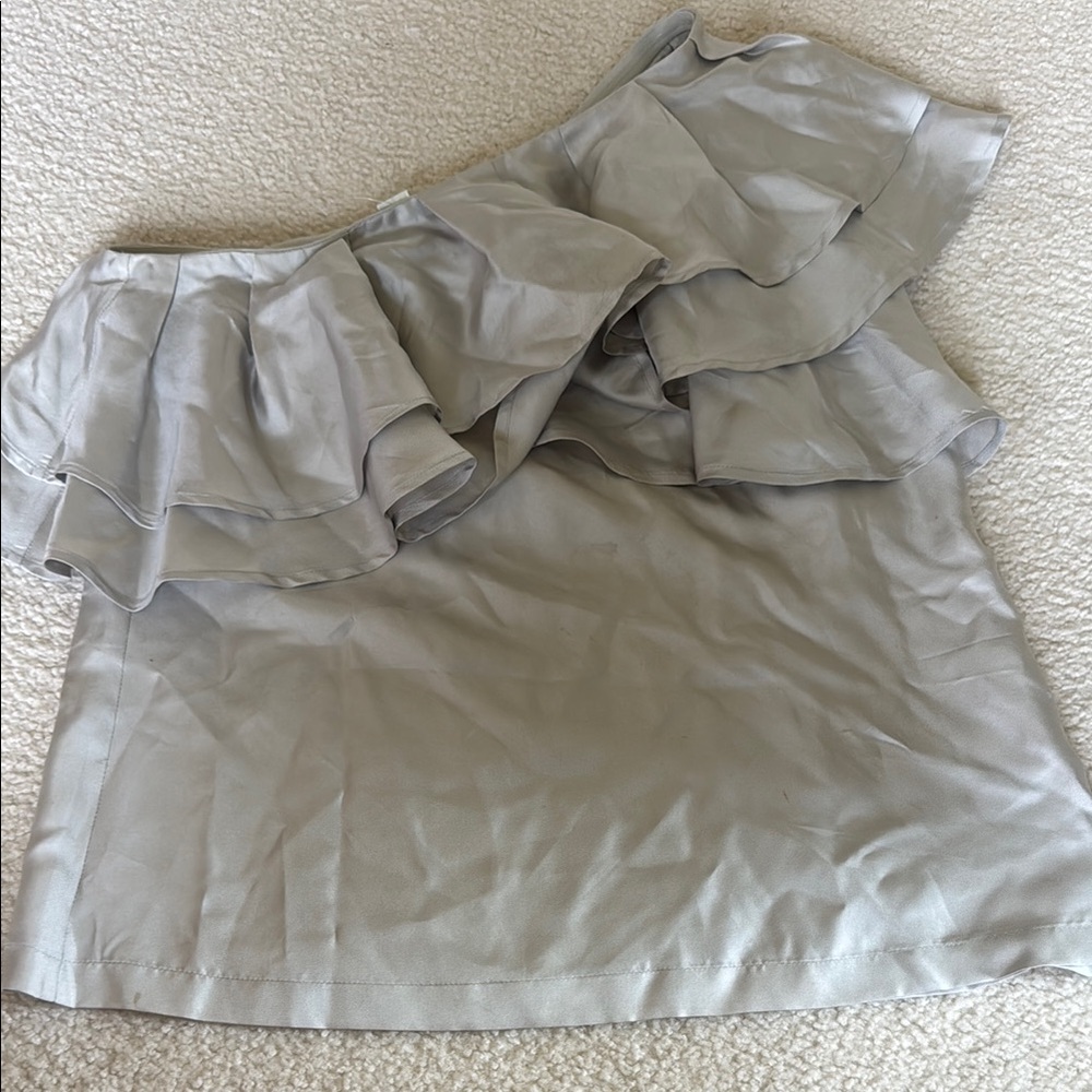 Banana Republic Gray Asymmetrical Ruffled Blouse